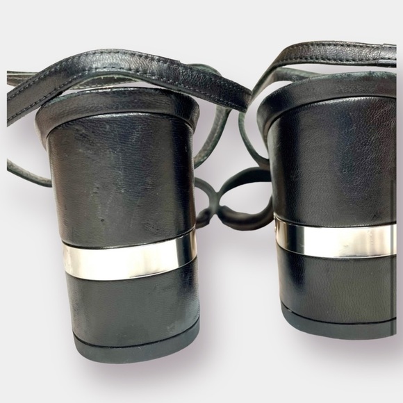 Stuart Weitzman Silver Block Heel with Straps Size 8.5 - Picture 5 of 9